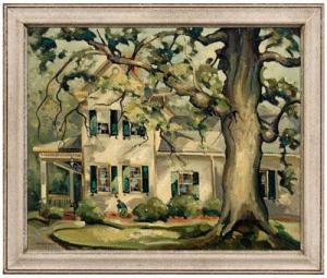 Stacks William Leon 1928-1991,Landscape with house and tree,Brunk Auctions US 2010-02-20