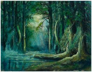 Stacks William Leon 1928-1991,Moonlit woodland landscape,Brunk Auctions US 2010-02-20