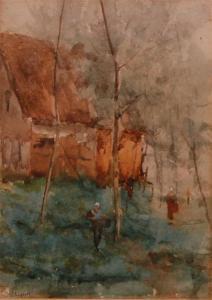 STACQUET Henri 1838-1906,Figures before a stone cottage,Lacy Scott & Knight GB 2014-12-13