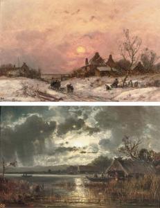 STADEMANN Adolf 1824-1895,Sunset in winter; and Fishing by moonlight,1824,Christie's GB 2007-04-03