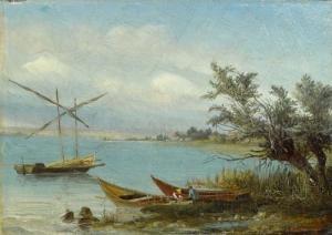 STADLER Johann Jakob 1819-1855,Seeufer mit Fischerbooten,1844,Galerie Koller CH 2005-09-19