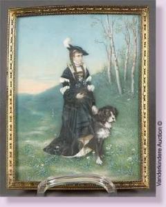 STADLER Johann 1841,Jeune femme se promenant avec son chien,VanDerKindere BE 2009-12-08