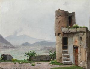STAEHR OLSEN Fritz 1858-1922,\“Udsigt over Pompej's Slette\”. View from Pompei,1921,Bruun Rasmussen 2023-01-30