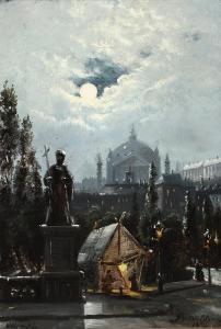 STAEHR OLSEN Fritz 1858-1922,View from Vienna on a full moon,Bruun Rasmussen DK 2023-09-04