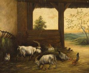 STAGL J,Chickens and goats within a barn,Bonhams GB 2008-09-11