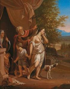 STAHELIN Johann Ullrich,Repudiation of Hagar with her son Ismael,1845,Palais Dorotheum 2009-04-24