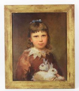 STAIGG Richard Morrell 1817-1881,girl with bunnies,Kaminski & Co. US 2023-02-05