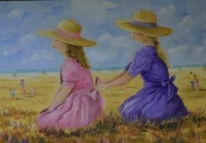 STAIRS Susan 1900-2000,Pink and Purple - Two Young Girls on a Beach.,Mealy's IE 2018-05-29