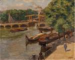 STALLER Gerard Johan,Boote im Kanal entlang des Kais in Amsterdam,1920,Twents Veilinghuis 2020-07-02