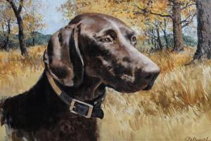 STALLWORTH HENRY 1900-1900,Portrait of a Chocolate Lab,Hindman US 2016-11-10