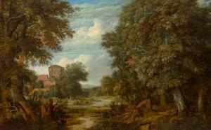 stalpaert pieter 1572-1639,Wooded landscape with figures by a river,Galerie Koller CH 2020-09-25