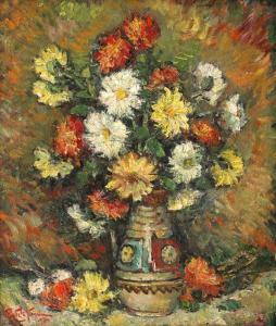 STANCIU PANTELI Ion 1901-1981,Pitcher with Chrysanthemums,1974,Artmark RO 2023-07-12