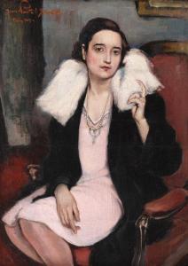 STANCIU PANTELI Ion 1901-1981,Portretul doamnei Lucreția Vasiliu,1929,Artmark RO 2022-03-02