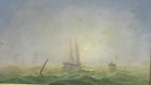 STANCLIFF John Wells 1814-1891,Board Marine Scene,1873,Skinner US 2007-08-13
