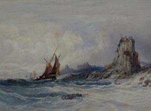 STANFIELD Charles,Coastal study with fishing smacks and castles on s,1882,Peter Francis 2014-01-28