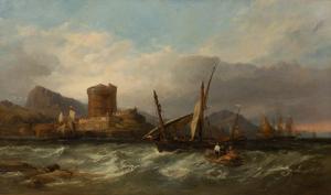 STANFIELD William Clarkson 1793-1867,Native Shipping off Fort Solon, St.-Jean-de-Luz, ,1853,Hindman 2023-02-22