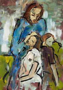 STANIC STANIOS Josip 1943,WOMAN WITH TWO CHILDREN,1968,Whyte's IE 2024-03-25