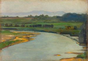 STANISLAWSKI Jan 1860-1907,View of the Vistula River near Tyniec,1906,Desa Unicum PL 2023-03-16