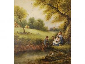 STANLEY H.E,Family beneath a tree beside a pond,1879,Andrew Smith and Son GB 2009-02-24