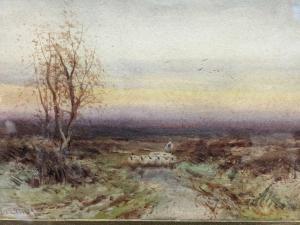 STANNARD Alexander Molyneux,A sherpherd driving sheep across a moorland landsc,Cheffins 2024-01-11