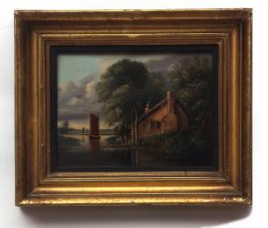 STANNARD Alfred 1806-1889,View on the Broads with wherry passing a cottage,Keys GB 2018-04-27