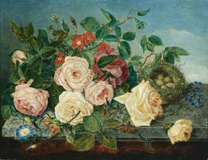 STANNARD Emily 1875-1907,Roses and wild flowers with a bird's nest on a ledge,Bonhams GB 2019-06-24