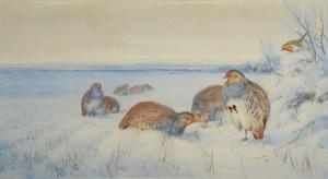 STANNARD Henry 1844-1920,Partridges in a snowy field,Mallams GB 2012-10-04