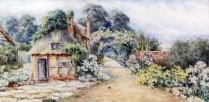 STANNARD John,A timber framed thatched cottage with a path leadi,Canterbury Auction 2019-11-26