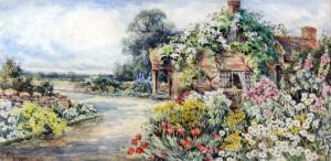 STANNARD John,Country cottage in a summer garden with view acros,Canterbury Auction 2019-11-26