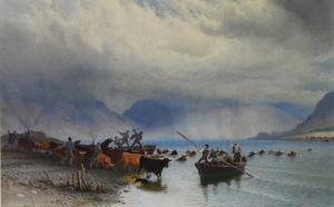 STANNUS Anthony Carey 1830-1919,Figures driving cattle across a lough,Capes Dunn GB 2023-08-08
