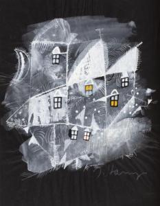 STANNY Janusz 1932-2014,Houses by night - illustration,Desa Unicum PL 2019-11-07