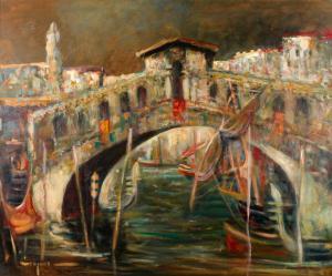 STAPEL Erich 1902-1976,Rialto-Brücke Venedig,1957,Mehlis DE 2016-08-25