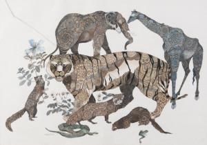 STAPLEFORD JANE 1970-1990,Tiger & Animals,1975,Mossgreen AU 2015-09-21