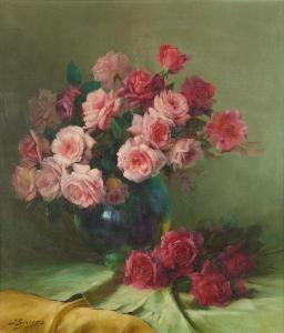 STAPPERS Julien 1875-1960,Vase fleuri de roses,Horta BE 2015-12-07