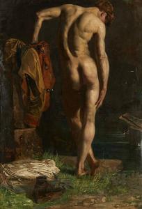 STARCK Julius Joseph Gaspar 1814-1884,Jeune homme déshabillé,1878,Horta BE 2014-12-08