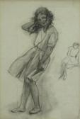 STARK Otto 1859-1926,Sketch of Little Girl on Blustery Day,Wickliff & Associates US 2010-09-10