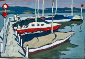 STAUFFER Fred 1892-1980,Boote im Hafen,Dobiaschofsky CH 2023-11-08