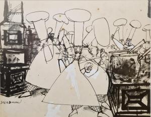 STEADMAN Ralph 1936,Chefs in a kitchen,The Cotswold Auction Company GB 2023-10-31