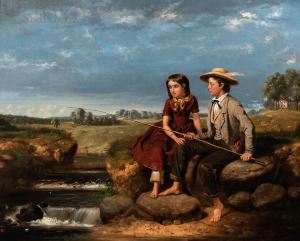 STEARNS Junius Brutus 1810-1885,Children Fishing,1850,Skinner US 2021-05-21