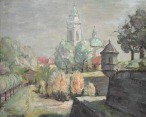 STEBLER ALBIN 1879-1952,Blick auf die Sankt Ursen Kathedrale in Solothurn,1933,Von Zengen 2017-06-16