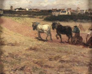 STECK Paul Albert,Bauern beim Pflügen,1907,DAWO Auktionen DE 2016-02-24
