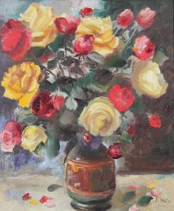 STEEL Albert 1930,Stilleven met rozen in vaas,1975,Bernaerts BE 2011-04-04