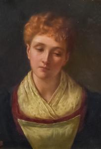 STEELE Louis John,Half length portrait of young woman, in a black dr,Canterbury Auction 2022-12-03
