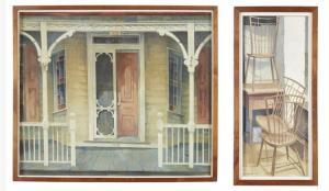 STEELE RENNINGER Katharine 1925-2004,Front Porch and Stacked Chairs in Workshop,Freeman 2017-02-22