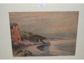 STEELE T.R,Coastal scene with seagulls and distant fishing bo,Lawrences of Bletchingley 2009-07-14