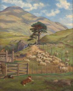 STEELL David George 1856-1930,Gathering Lambs at the Back of Benmore,1899,Leonard Joel AU 2020-03-17