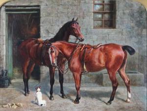 STEELL David George 1856-1930,Two Horses Saddled,1882,Halls GB 2023-03-22