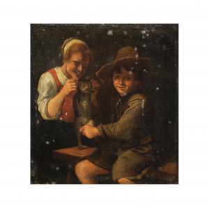STEEN Jan 1626-1679,Paysants jouant avec un chat,Cornette de Saint Cyr FR 2023-11-14