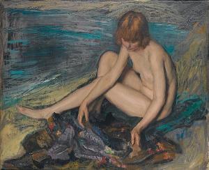 STEER Philip Wilson 1860-1942,Nude woman seated with a Japanese gown,1894,Sotheby's GB 2007-03-20