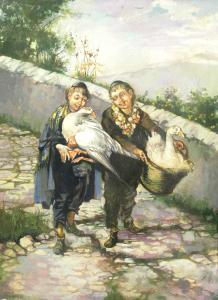 STEFANESCU Mihai 1845-1900,Jews with Geese,Alis Auction RO 2008-01-13